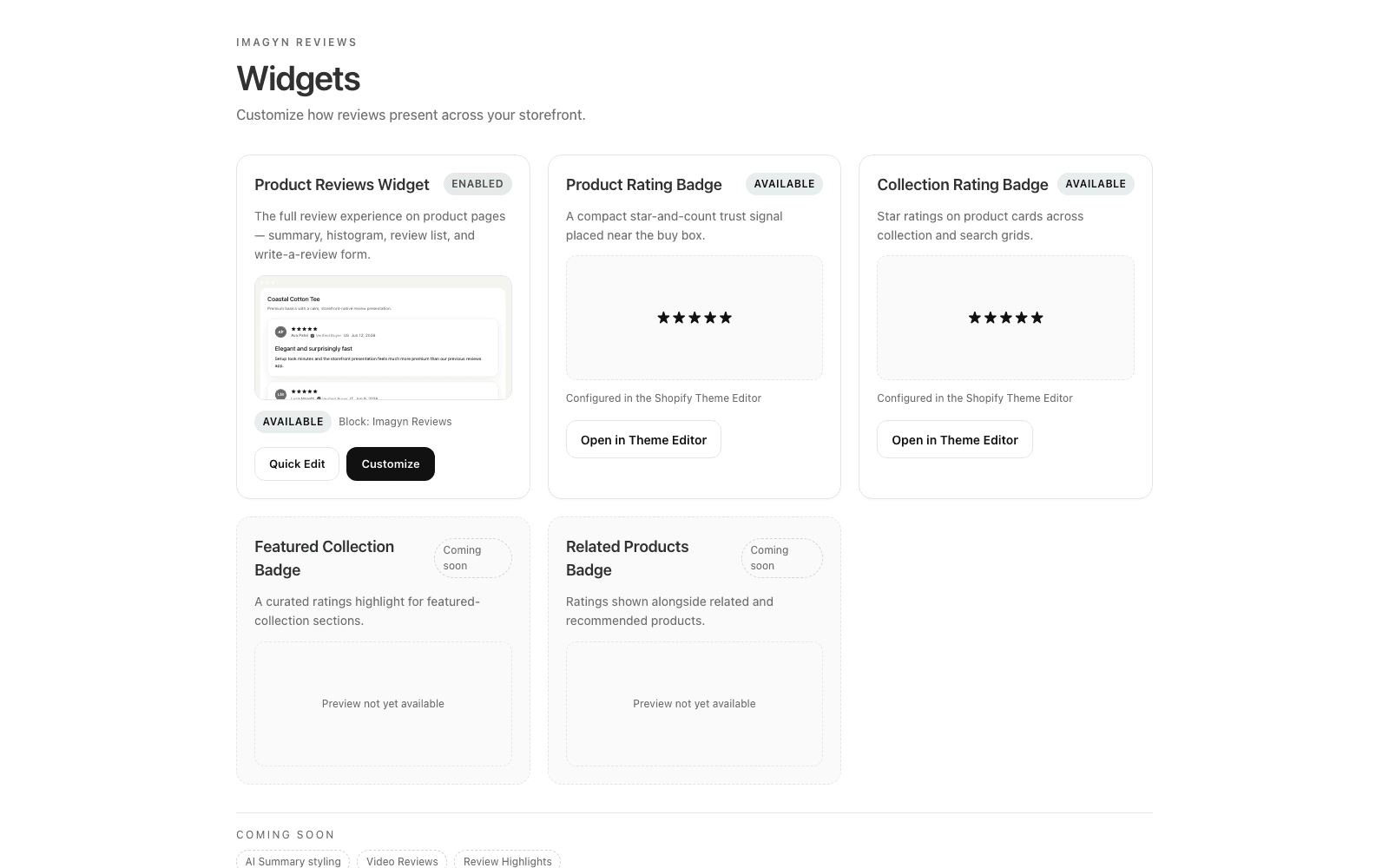 Storefront widgets that match your brand, not ours.